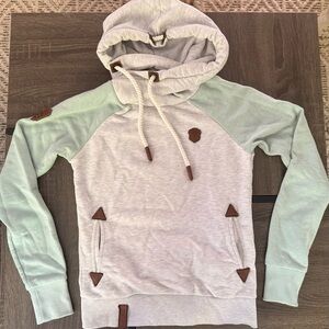 Naketano Light Green and Gray Cowl Neck Sweater